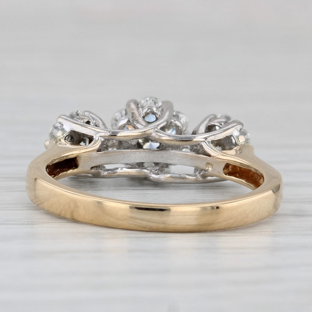 0.67ctw Diamond Clusters Ring 18k White Yellow Gold Size 7.25 Engagement