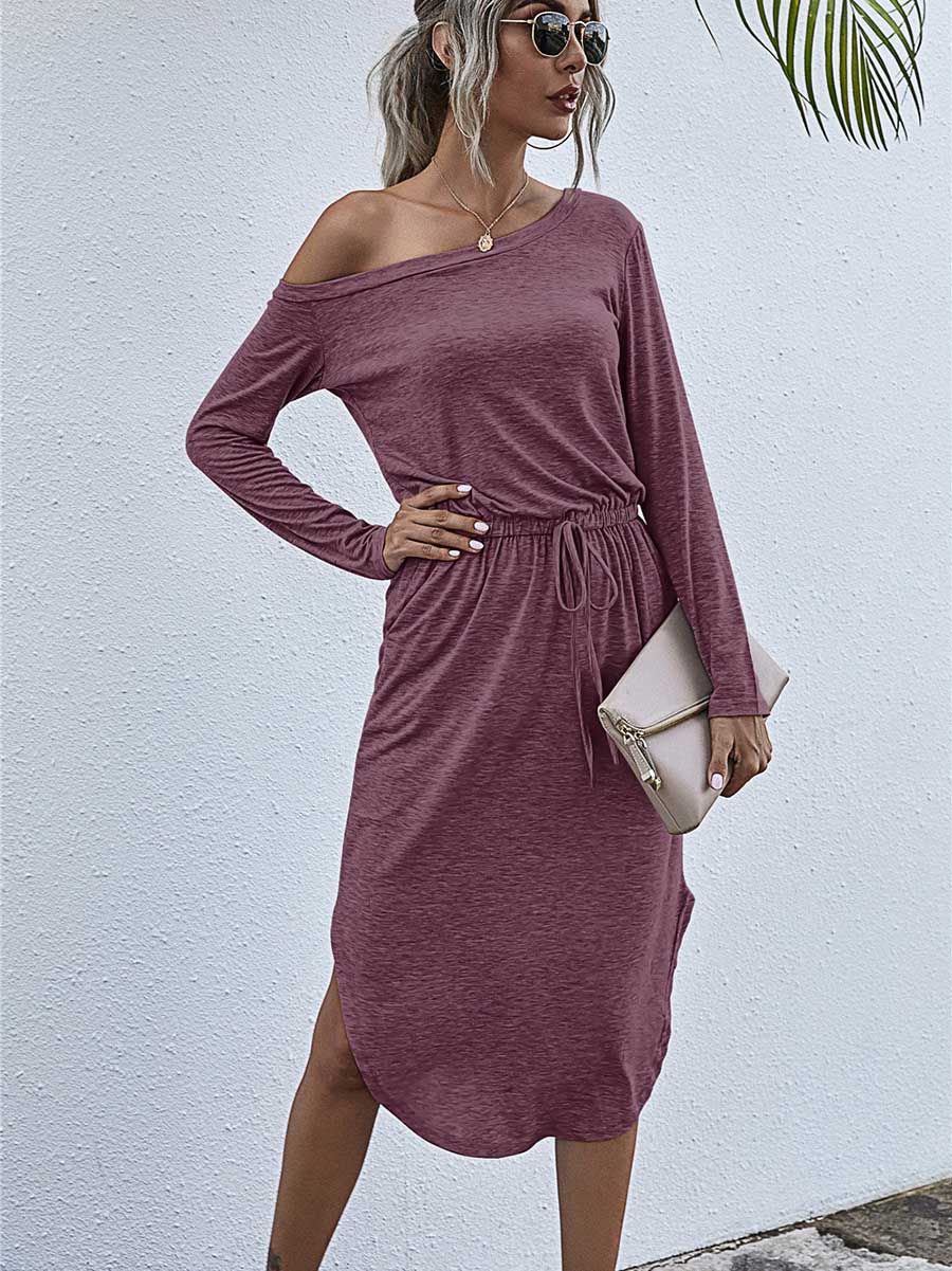 Strapless Long Sleeve Split Dress