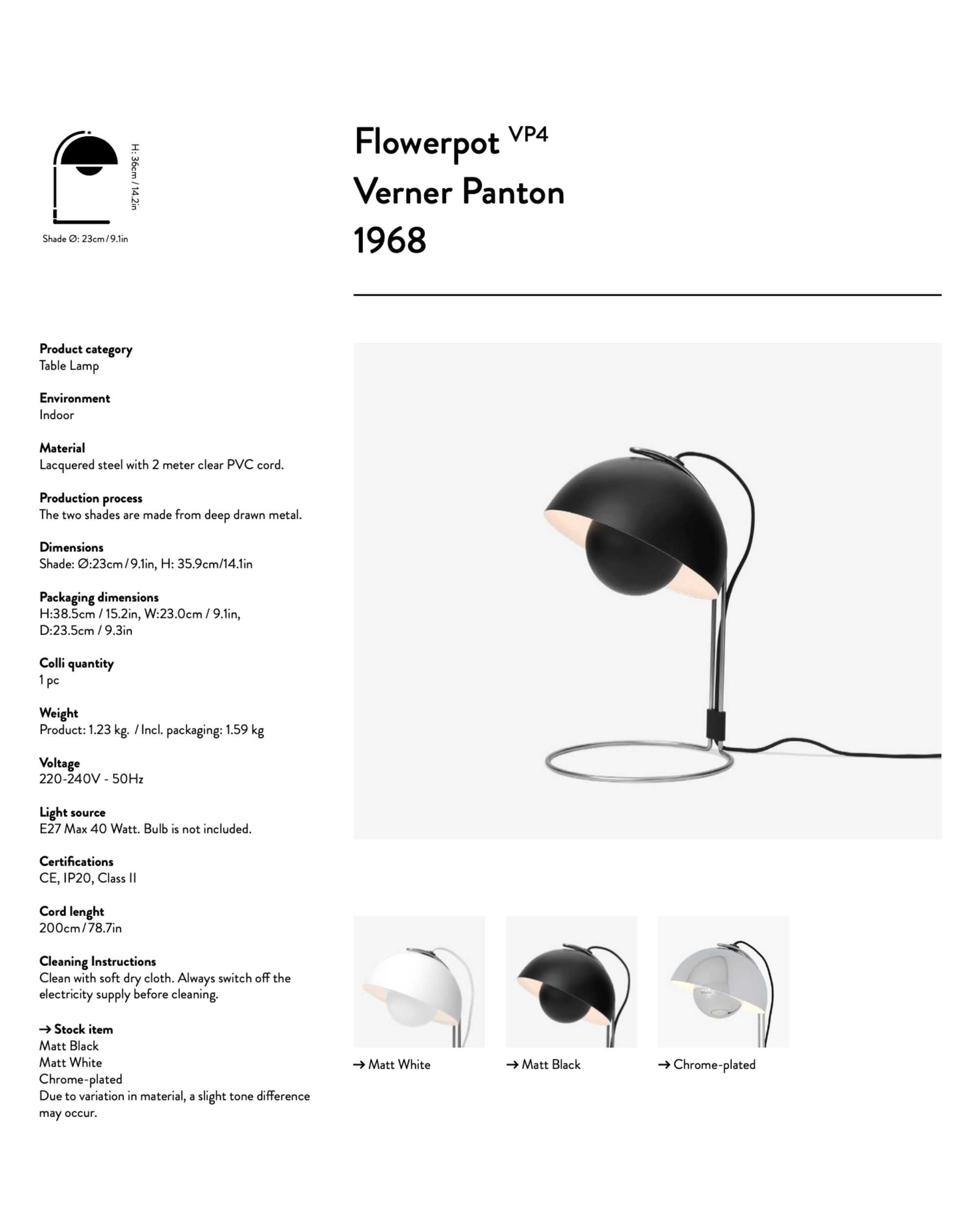 Tradition Flowerpot VP4 table lamp