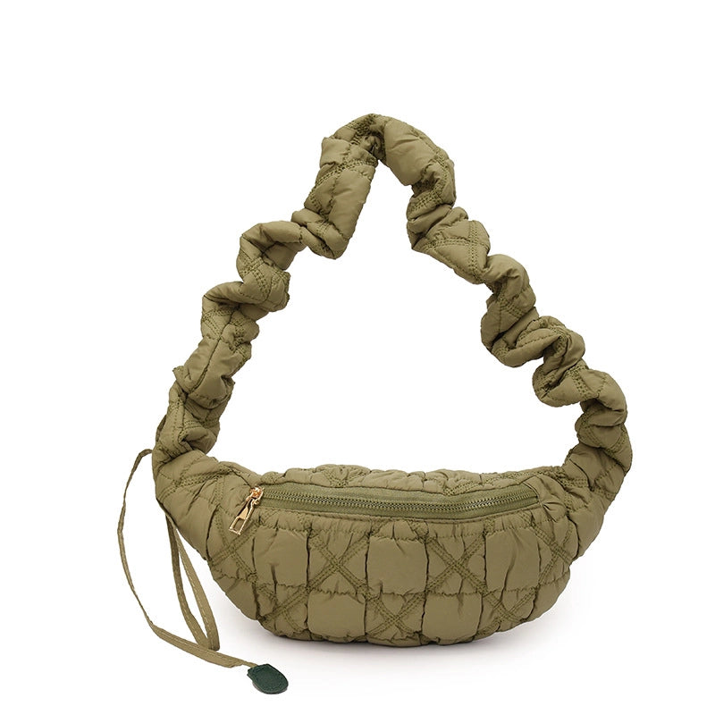 Women's Pu Leather Solid Color Basic Classic Style Cloud Shape Zipper Fanny Pack