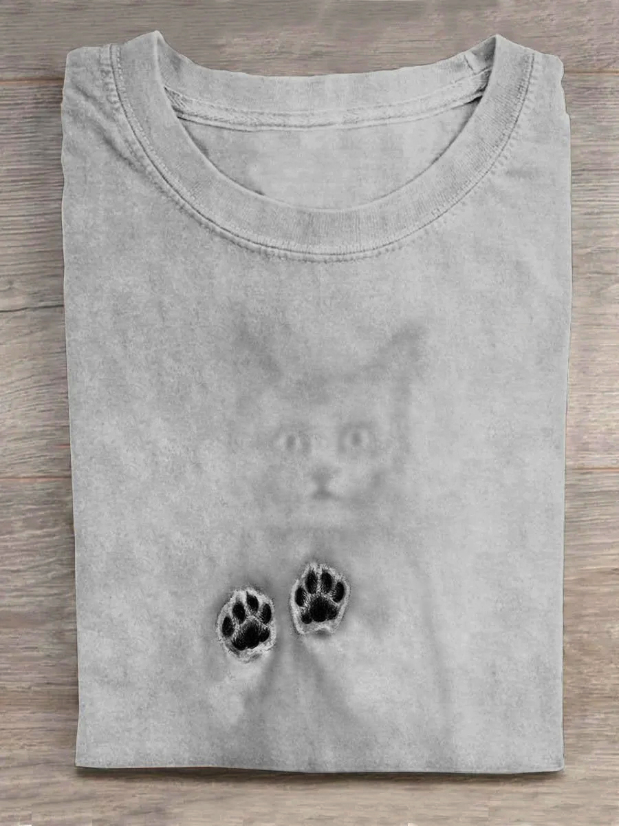 Cat Prints Paw Prints on Glass T-shirt