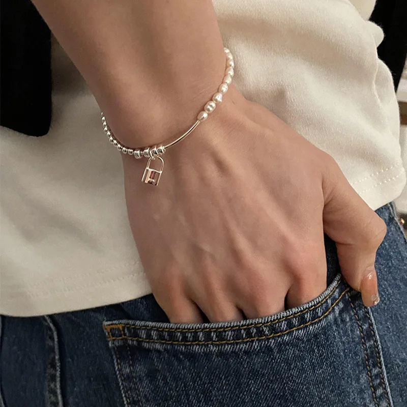 New Arrival Hot Sale Silver Jewelry Female Simple pearl Popular Heart Bracelet for women