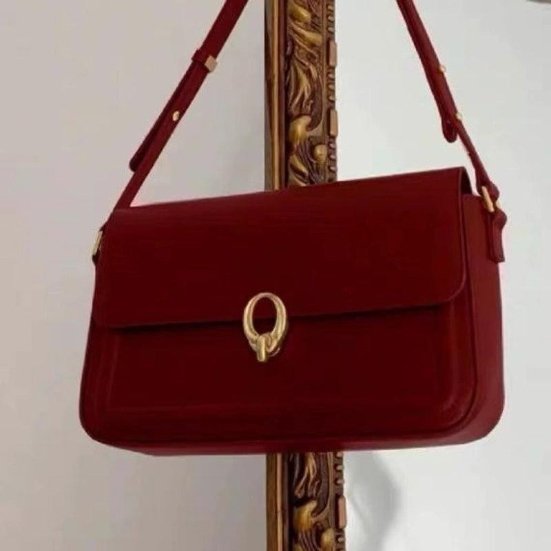 Women's Medium Pu Leather Solid Color Classic Style Flip Cover Shoulder Bag