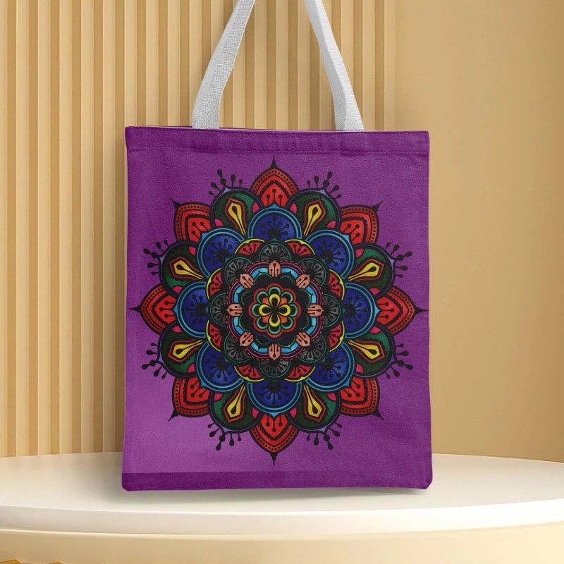 Women's Medium Canvas Geometric Ethnic Style Square Open Shoulder Bag
