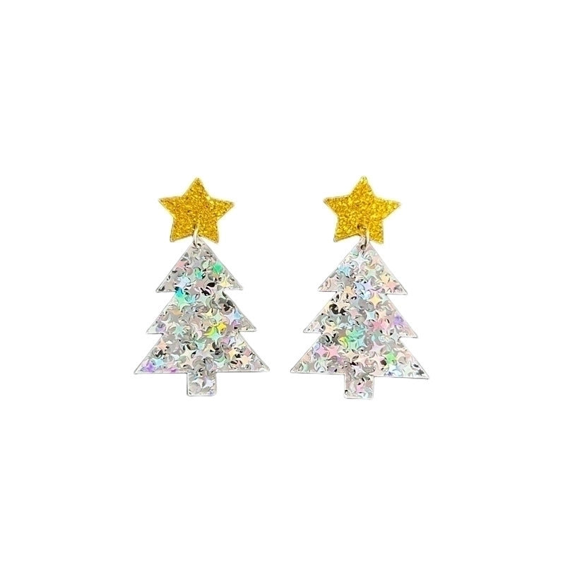 1 Pair Cute Streetwear Cartoon Character Christmas Tree Letter Arylic Drop Earrings