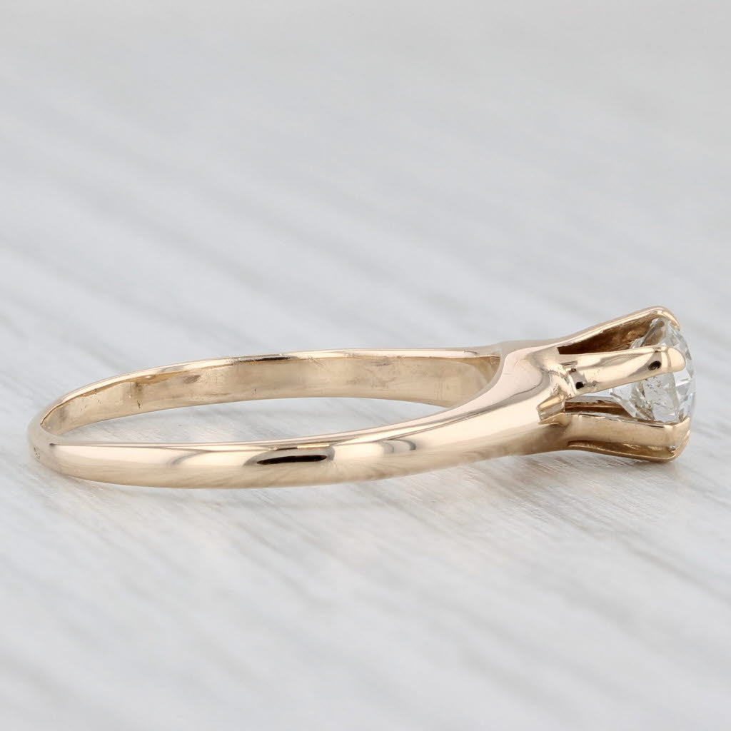 Antique 0.58ct Old European Diamond Solitaire Engagement Ring 14k Gold Size 7.75