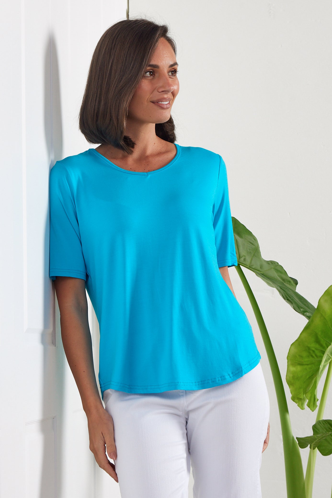 Belinda Modal Tee - Aqua Blue