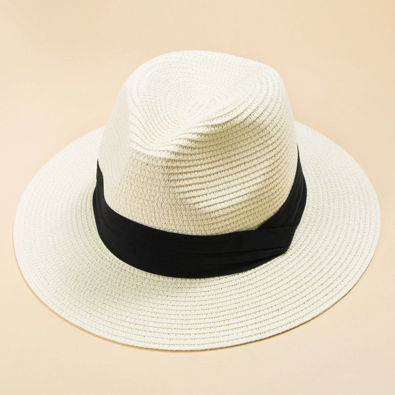Top Hat Men Panama Straw Hat Women Foldable Sun-shade Beach Hat