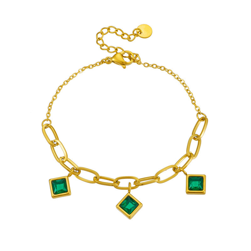 Fashion Square Chain Titanium Steel Electroplating Bangles