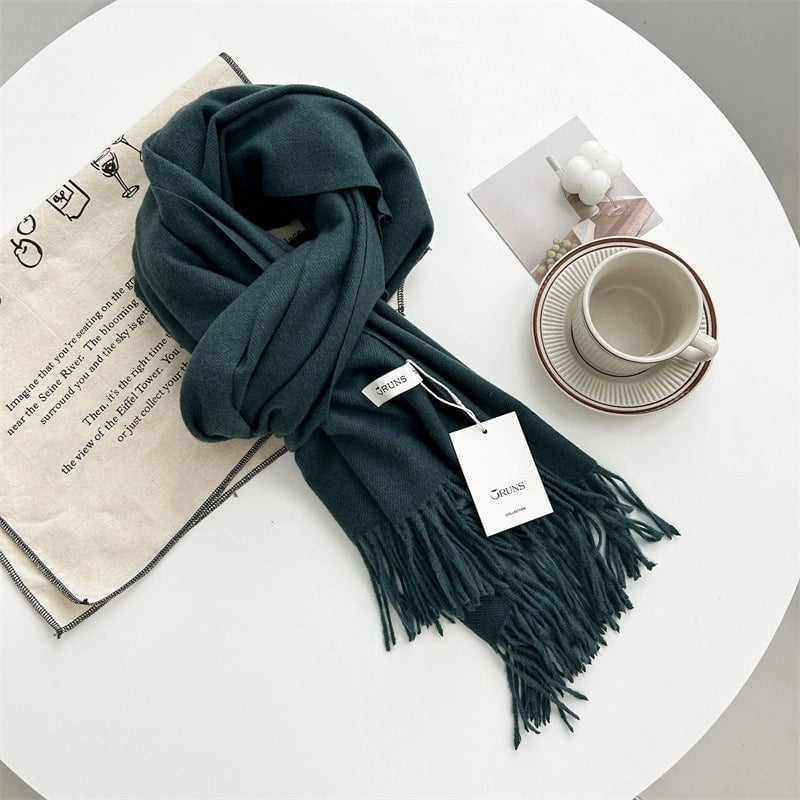 Women's Elegant Minimalist Solid Color Imitation Cashmere Tassel Scarf