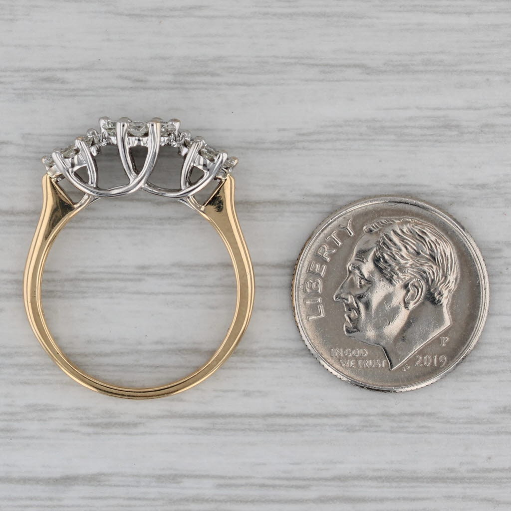 0.67ctw Diamond Clusters Ring 18k White Yellow Gold Size 7.25 Engagement