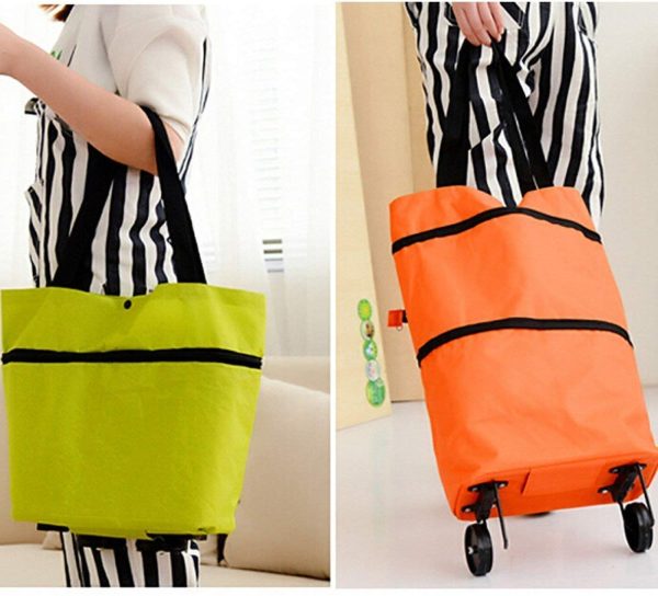 Foldable Shopping Trolley Bag Traveling Vegetable Grocery Clothing Bag with Lightweight