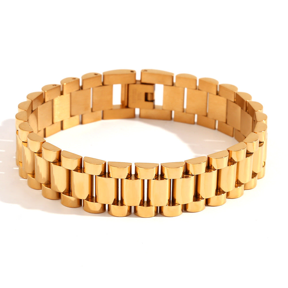 Minimalist Women Circle Geometric Stainless Steel 18K Gold Plated Bracelets