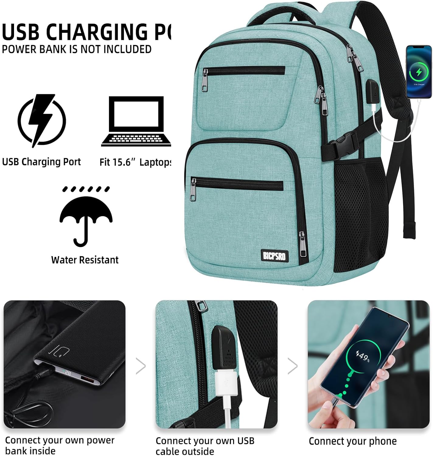 Black backpack for school, School Backpack for boys teens, Backpacks for men, College high middle school bookbag Fits15.6 Inch Laptop with USB Charging Port, Boys backpack, Book bag