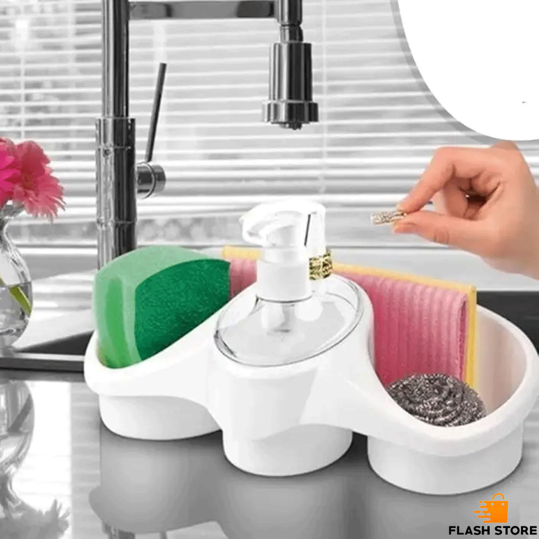 Sponge Holder And Soap Dispenser Sink Organizer