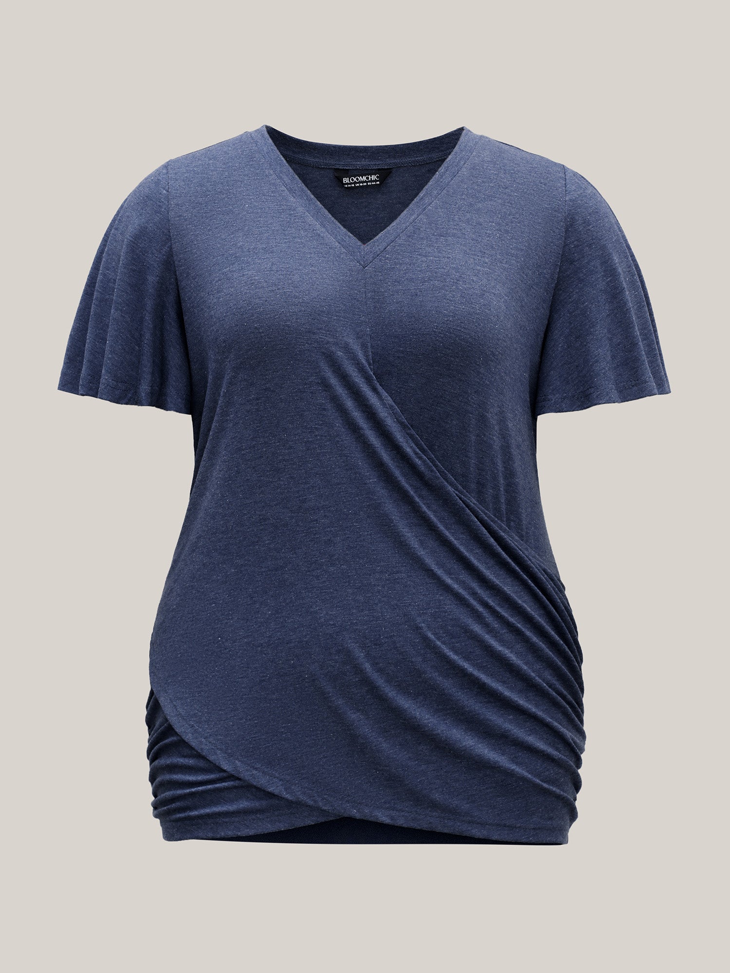 Wrap Fitted Plain Knit Top