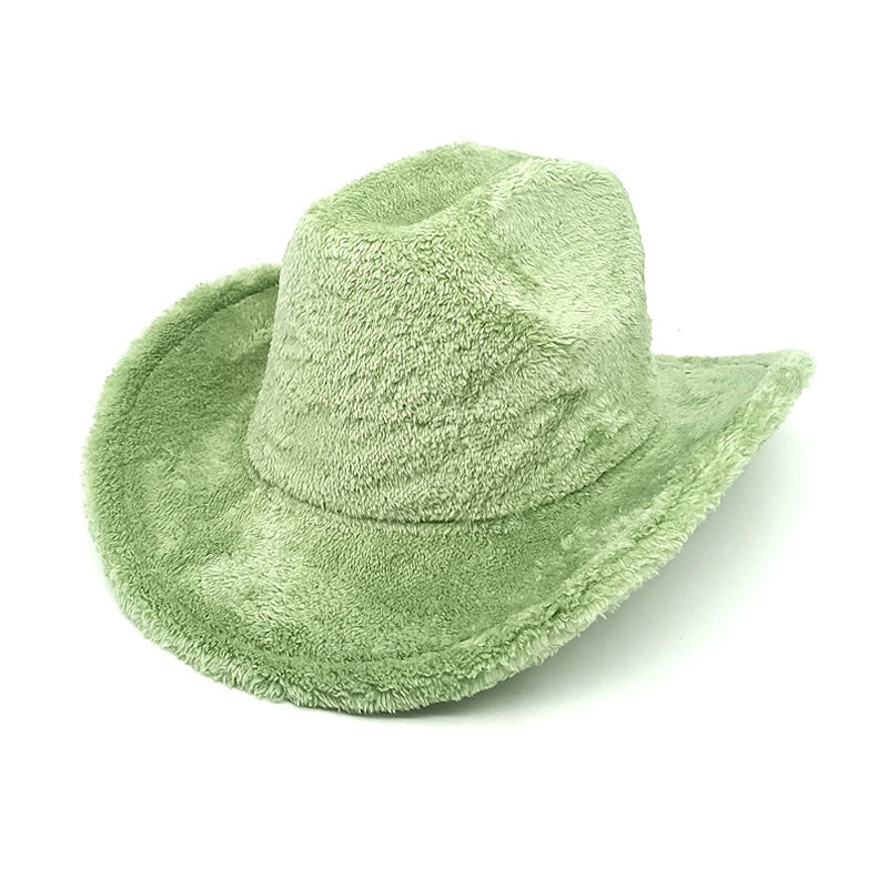 Unisex Cowboy Style Minimalist Solid Color Wide Eaves Fedora Hat