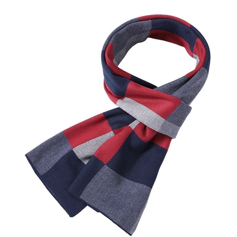 Men's Scarf Winter Warm Plaid Thickened Business Knitted Cashmere Thick Scarf Fashionable Scarf