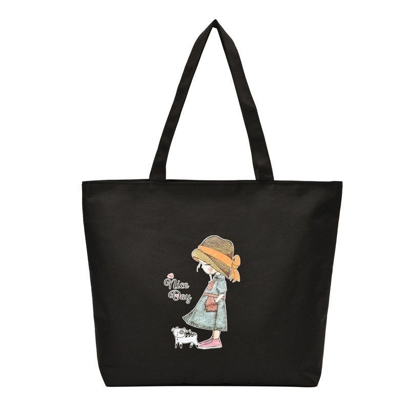 Women's Medium Canvas Letter Classic Style Square Zipper Shoulder Bag