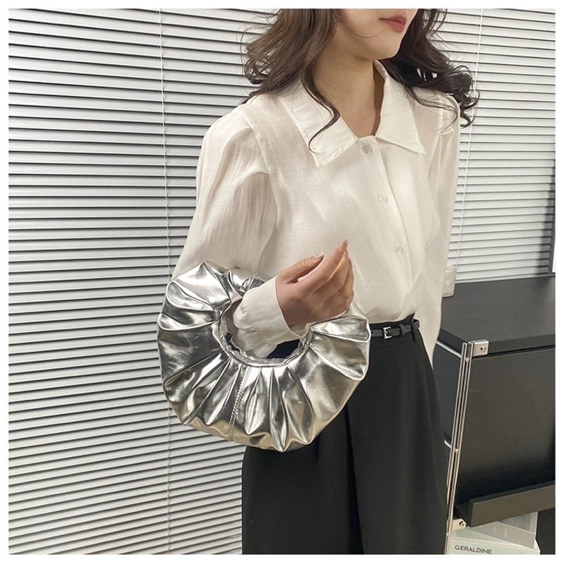 Women's Small All Seasons Pu Leather Basic Ruched Bag