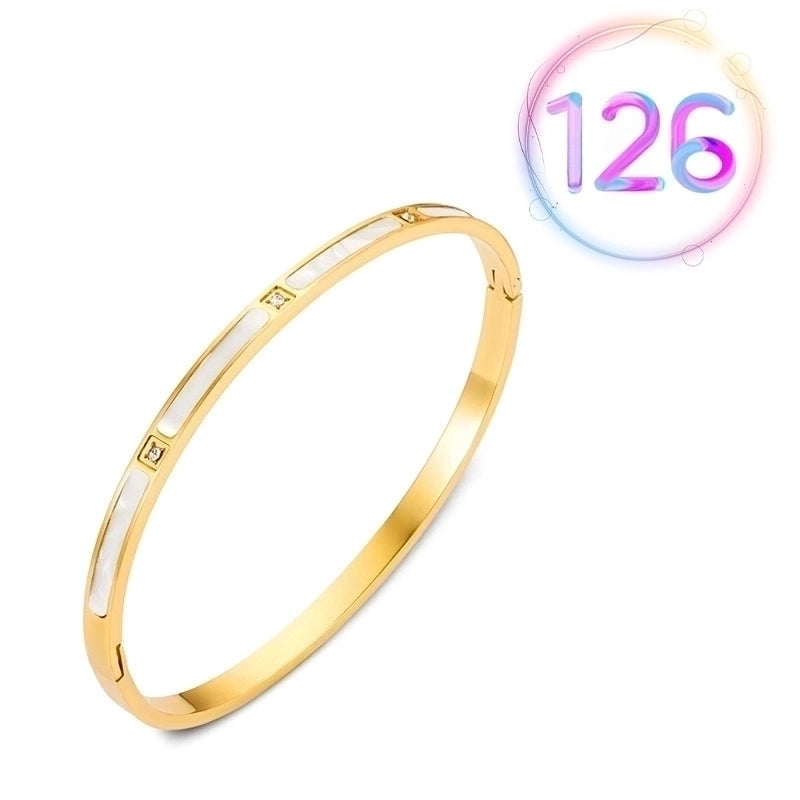 2 Pieces Fashion Geometric Stainless Steel Plating Zircon Bangle