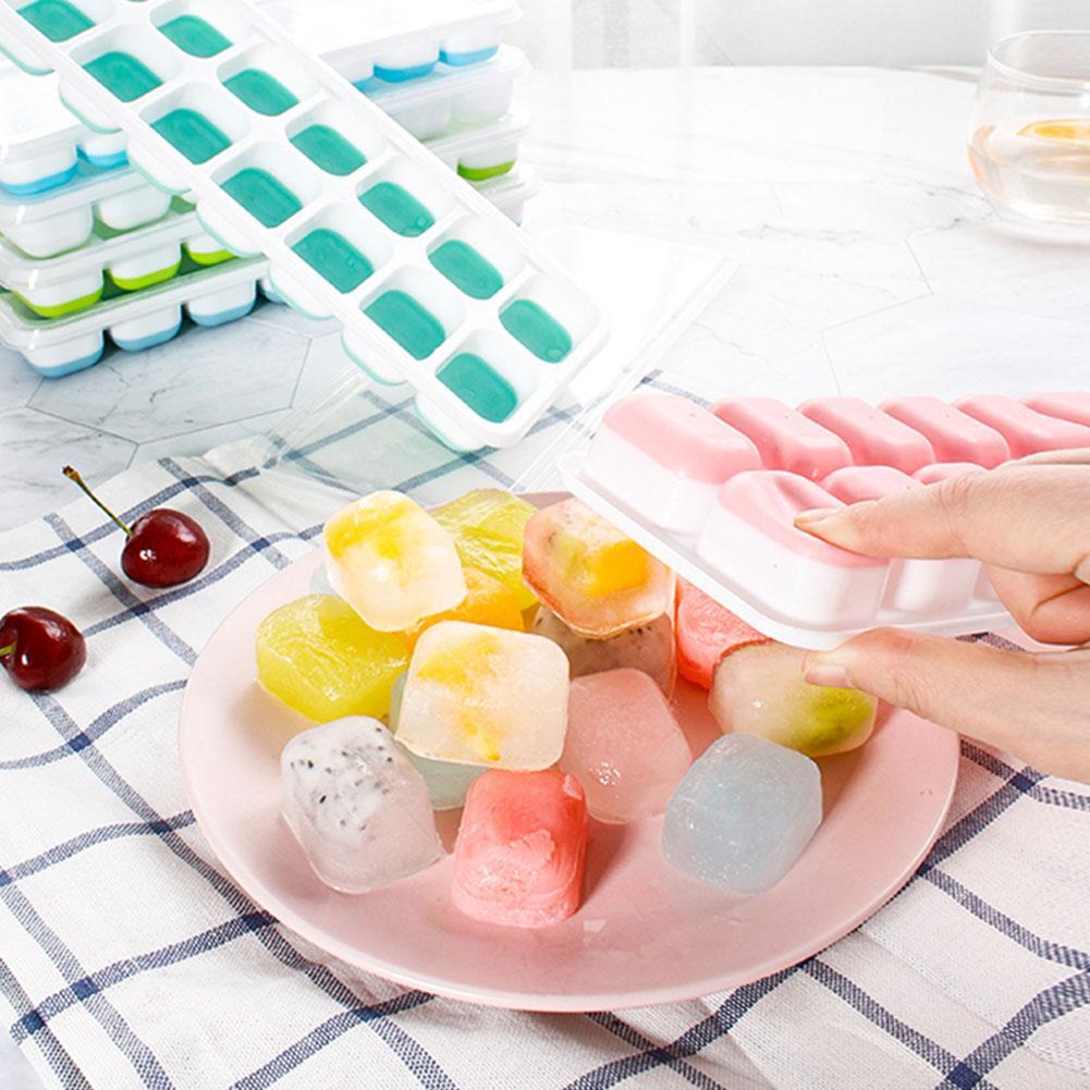 14 Grids Ice Cube Trays Molds Easy-Release Silicone Flexible Ice Cube Maker Square