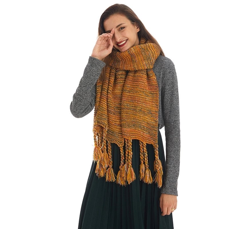 Knitted Wool Scarf Women's Winter New Student Long Warm High-grade Scarf