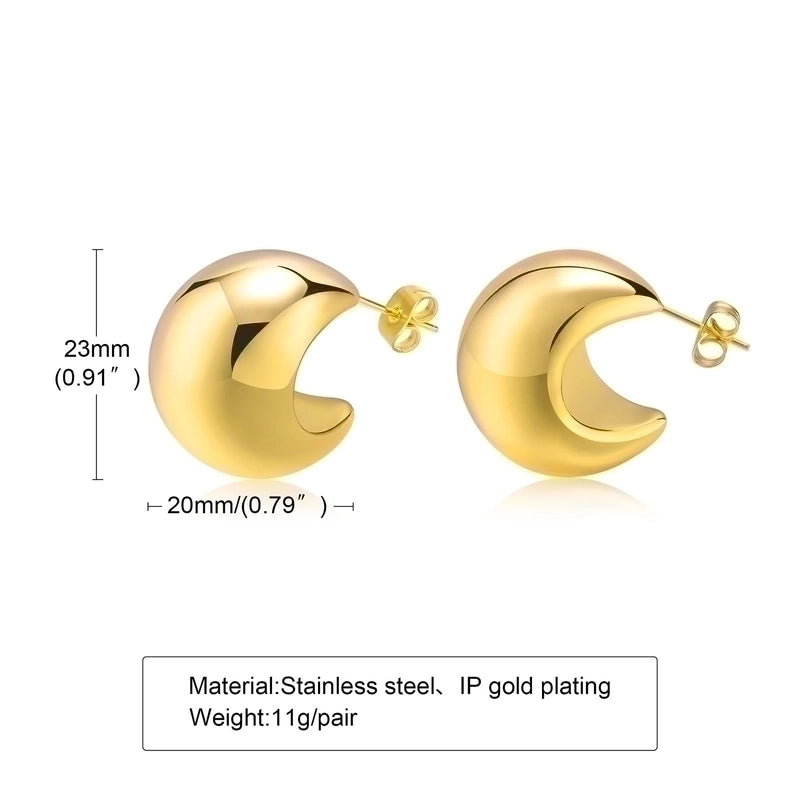 1 Pair Minimalist C Shape Plating Stainless Steel Ear Studs