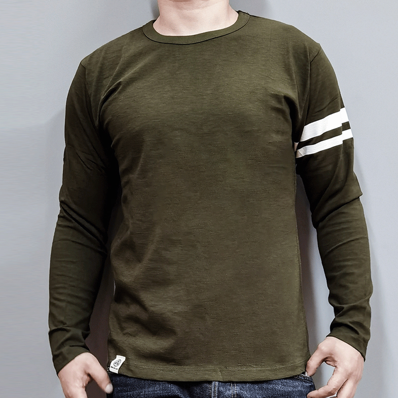 Washed Distressed Cotton Long-Sleeved T-Shirt