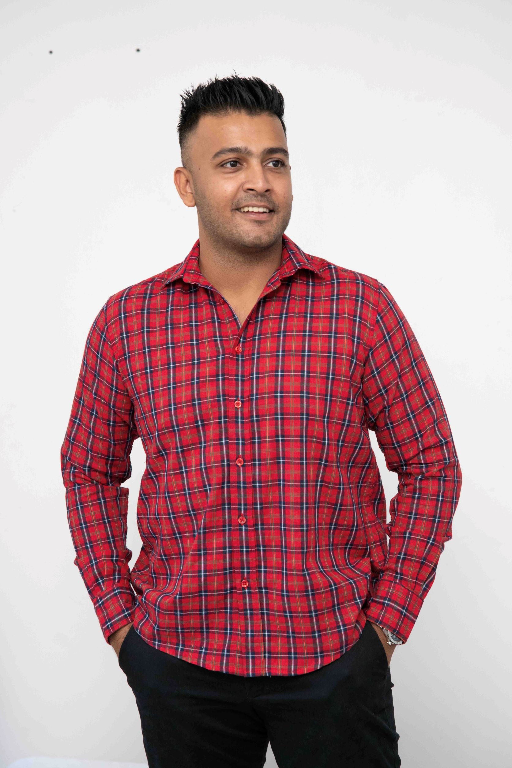 Rudy Plaid Shirt Red- Unisex