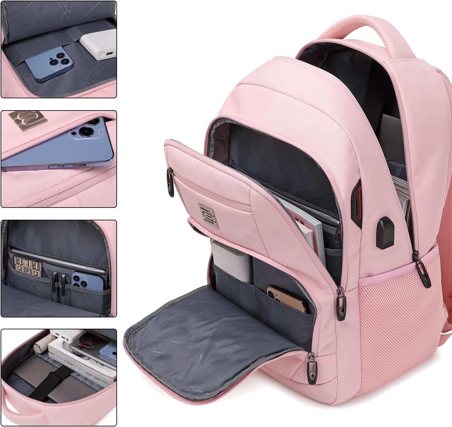 Laptop Backpack,Business Travel Anti Theft Slim Durable Laptops Backpack with USB Charging Port,Water Resistant College Computer Bag for Women & Men Fits 15.6 Inch Laptop and Notebook - Black