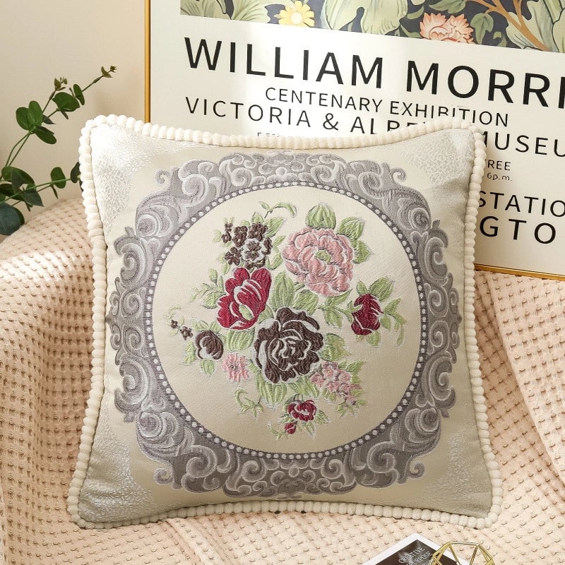 Elegant Classical Flower Polyester Throw Pillow Pillow Cases