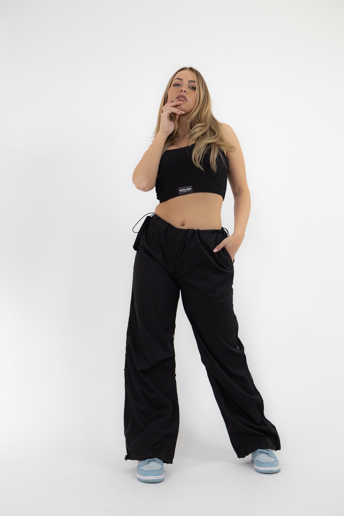 Marianne Cargo Parachute Pants _ Black