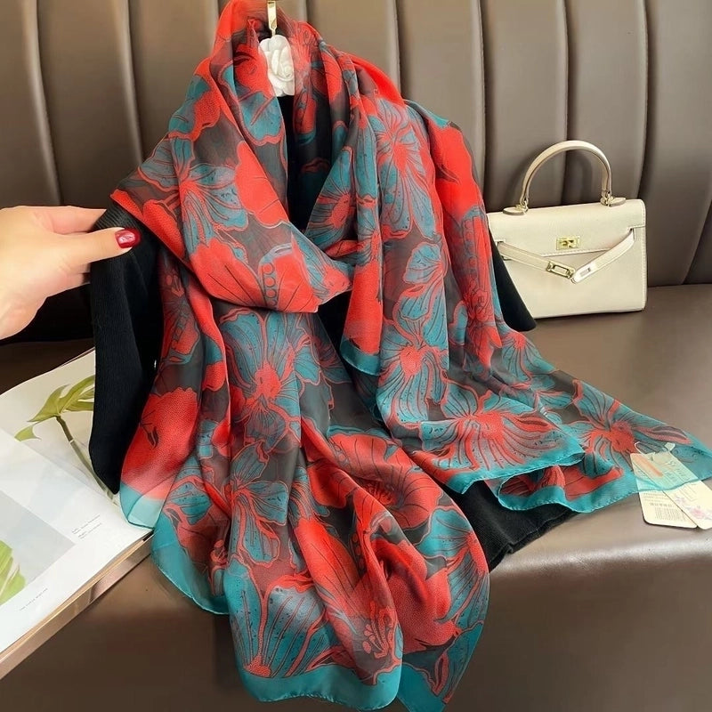 Women's Elegant Color Block Yourou Yarn Silk Scarf