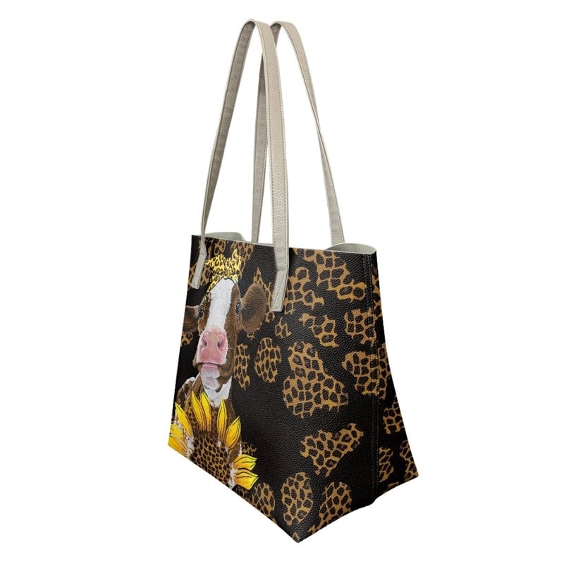 Women's Medium Pu Leather Customized Color Block Vintage Style Classic Style Square Open Tote Bag