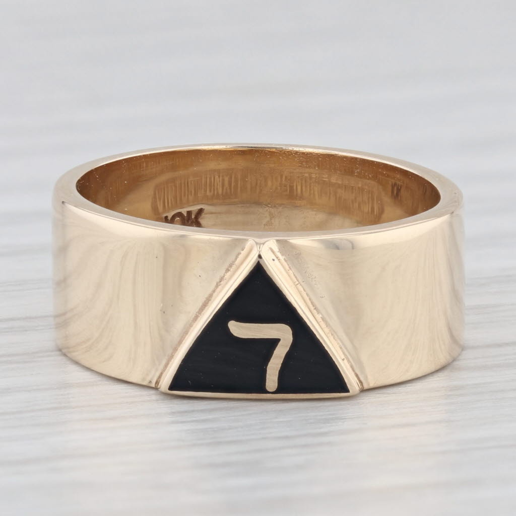 Raised 14th Degree Yod Signet Ring 10k Yellow Gold Masonic Scottish Rite Band