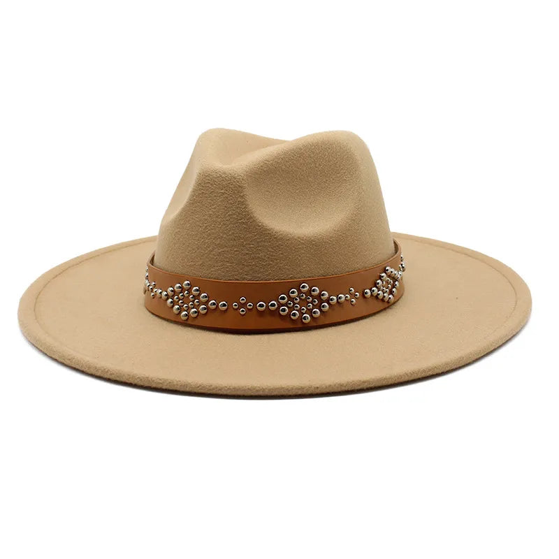 Autumn And Winter Wool Big Brim Jazz Hat Men's And Women's Fashion Casual 9.5cm Big Edge Jazz Hat Felt Hat