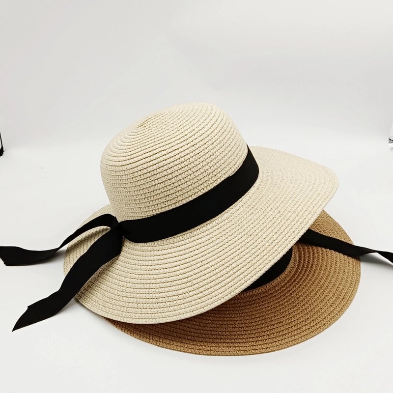 Women's Minimalist Solid Color Big Eaves Straw Hat