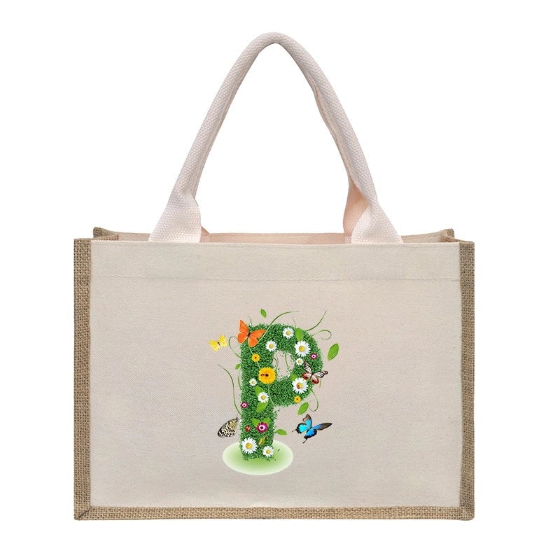 Women's Medium Canvas Letter Basic Classic Style Open Shopping Bags