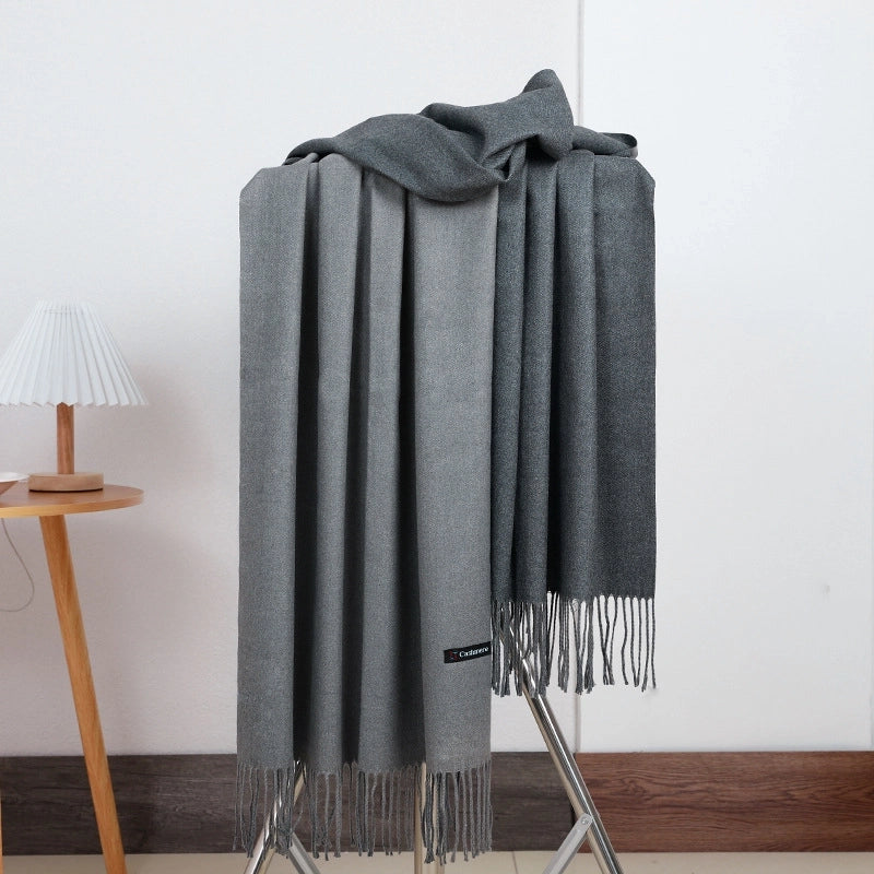 Double-sided Scarf Women's Winter Tassel Cashmere Scarf Autumn And Winter Version New Wool Men's Scarf