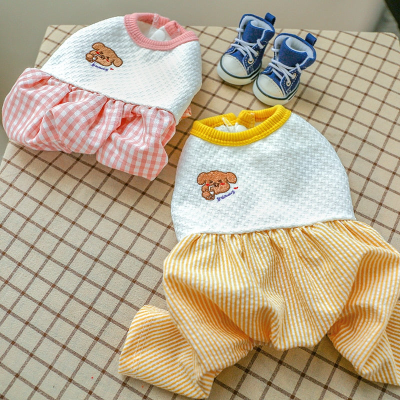 Plaid Bear Four-legged Dog Cat Clothes