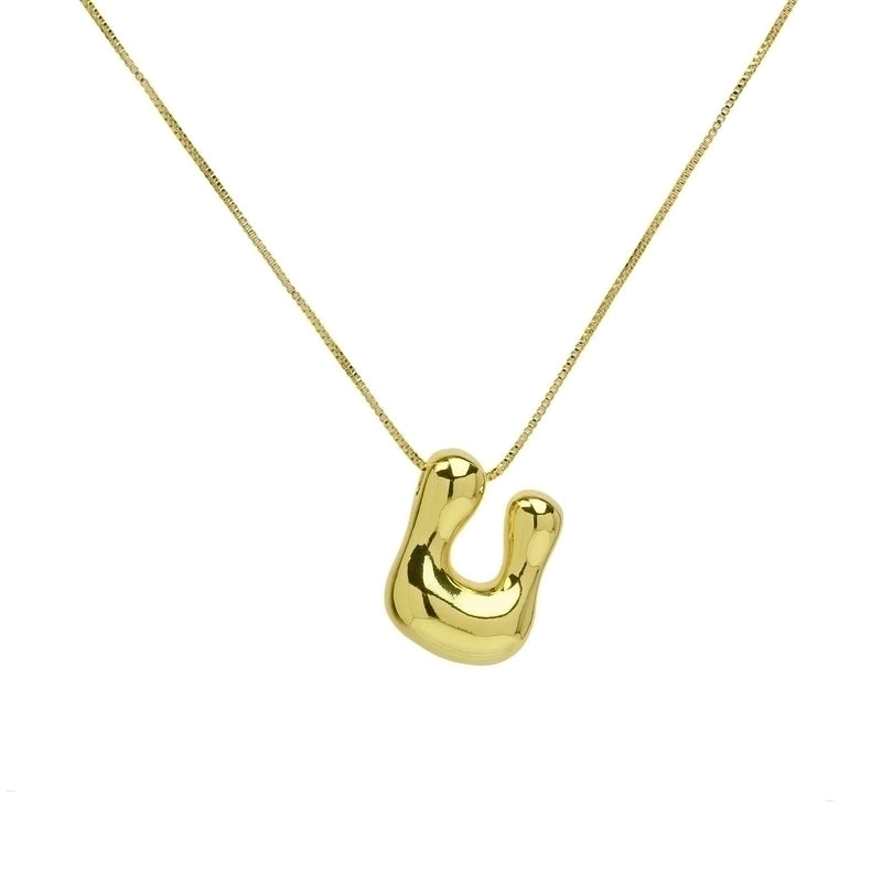 Copper 18K Gold Plated Minimalist Letter Plating Pendant Necklace