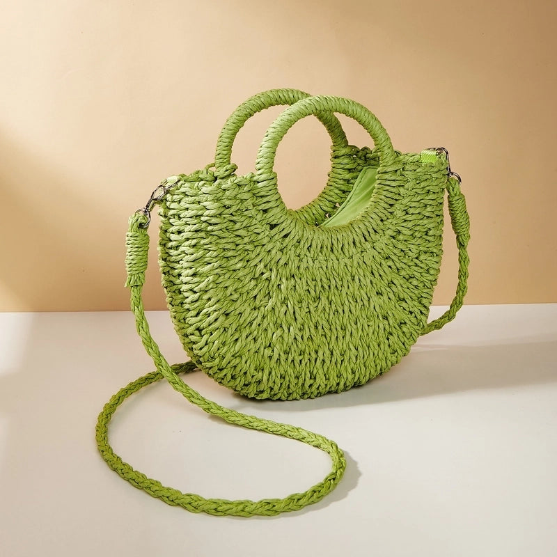 Women's Mini All Seasons Paper Solid Color Vacation Oval String Shoulder Bag Handbag
