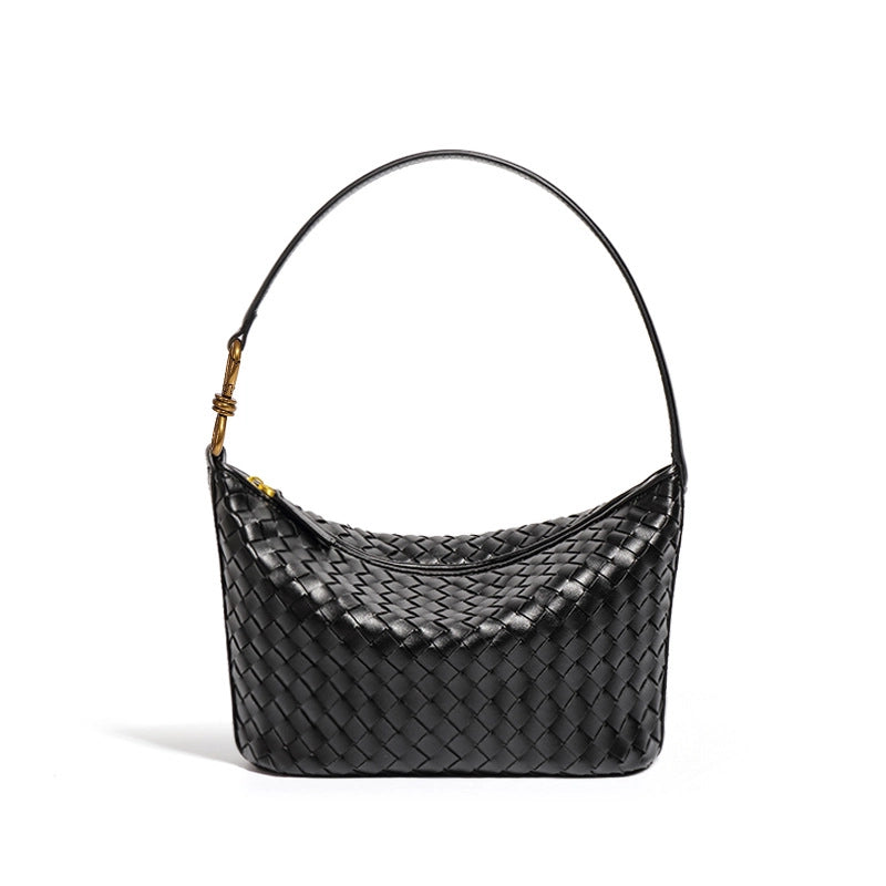 Women's Medium Pu Leather Solid Color Vintage Style Classic Style Dumpling Shape Zipper Straw Bag