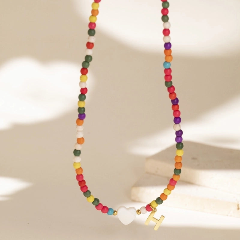 Cute Geometric 304 Stainless Steel Beaded Chain Pendant Necklace