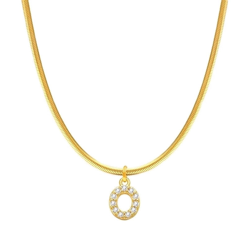 304 Stainless Steel Copper Retro Classic Style Inlay Letter Zircon Pendant Necklace