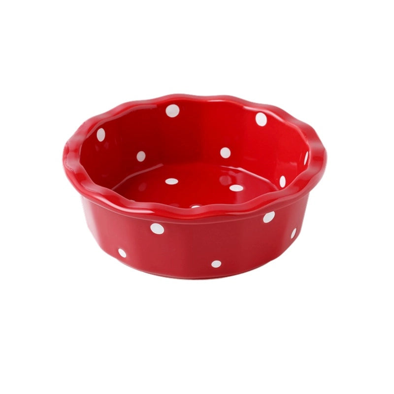 Ceramic Cat Bowl Stand Neck Protection Anti-black Chin Feeding Bowl Small Dog Teddy Inclined Cat Food Supplies