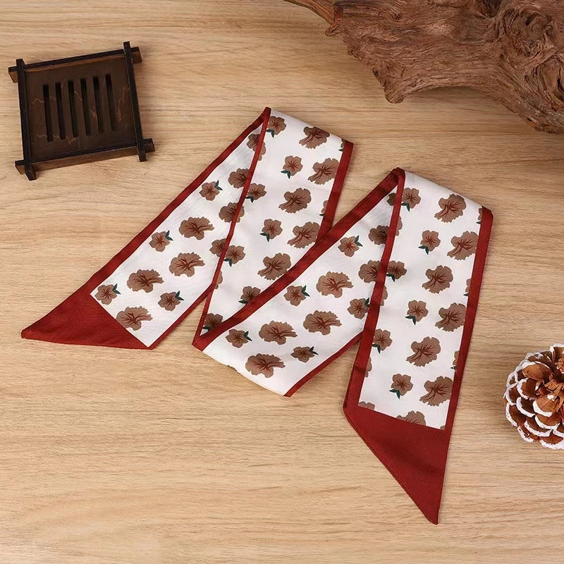 Women's Elegant Geometric Letter Flower Polyester Silk Scarf