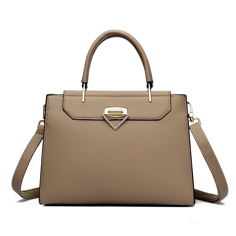 Women's Medium Pu Leather Solid Color Elegant Vintage Style Zipper Handbag