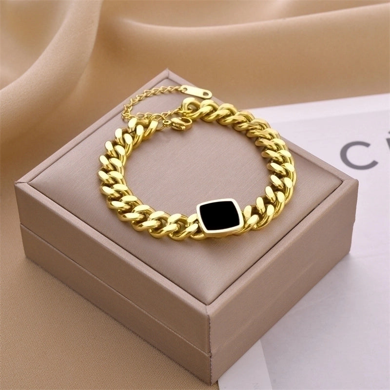 Minimalist Square Titanium Steel Plating Bracelets Necklace 1 Piece